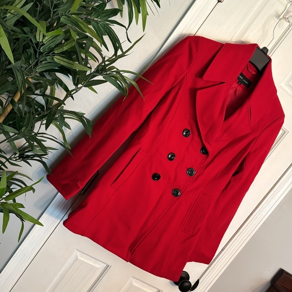 Black Rivet red pea coat S - Picture 3 of 10